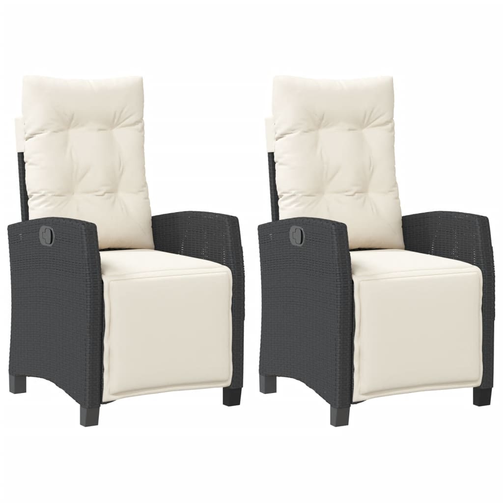 Reclining Garden Chair Set of 2 Black