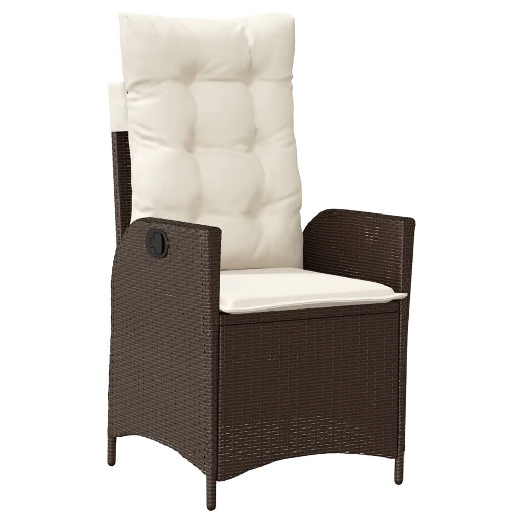 Reclining Garden Chair Brown Poly Rattan Medium