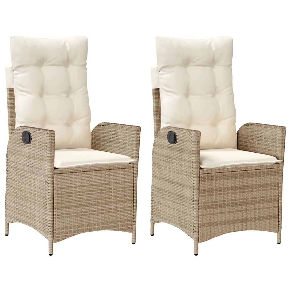 Reclining Garden Chair Set of 2 Beige