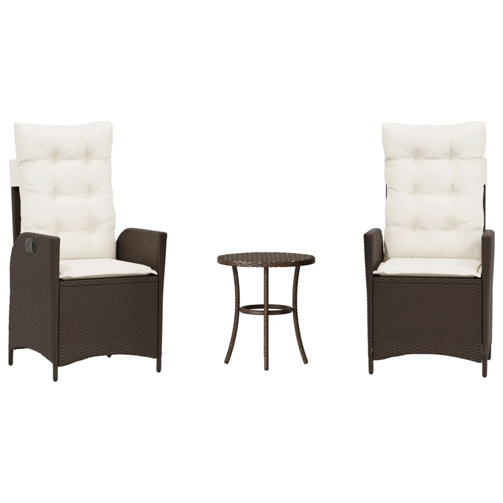 Bistro Set Brown PE rattan, powder-coated steel Medium