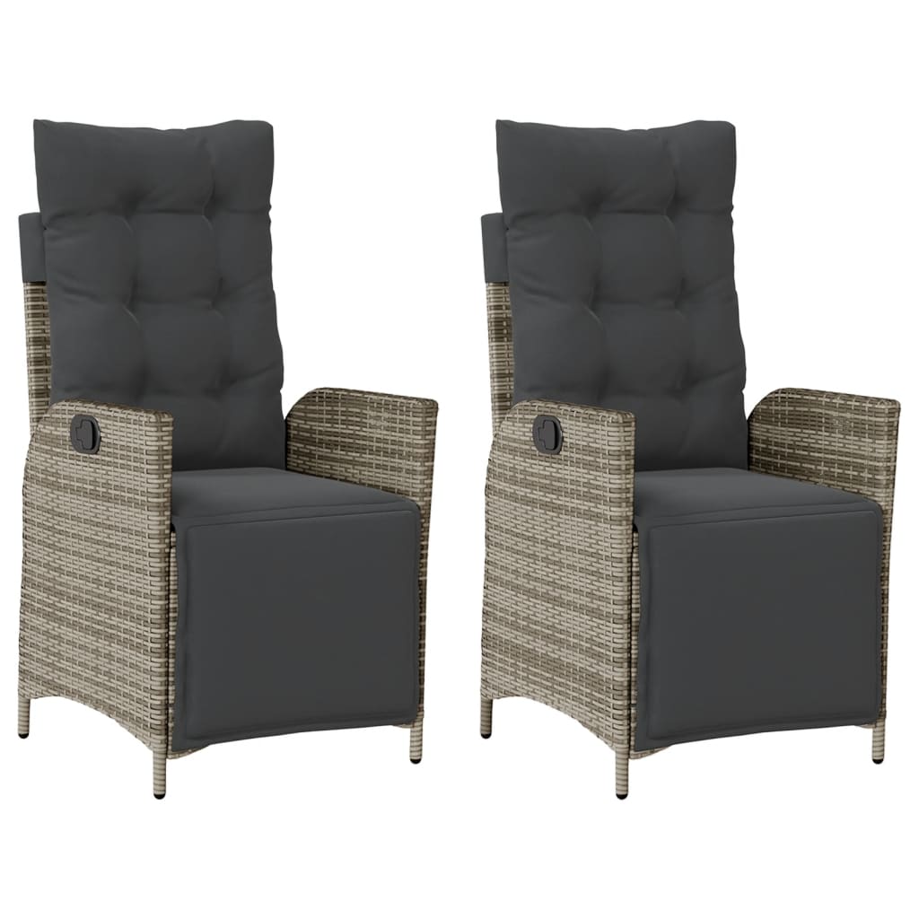 Reclining Garden Chair Set of 2 Grey PE rattan Standard