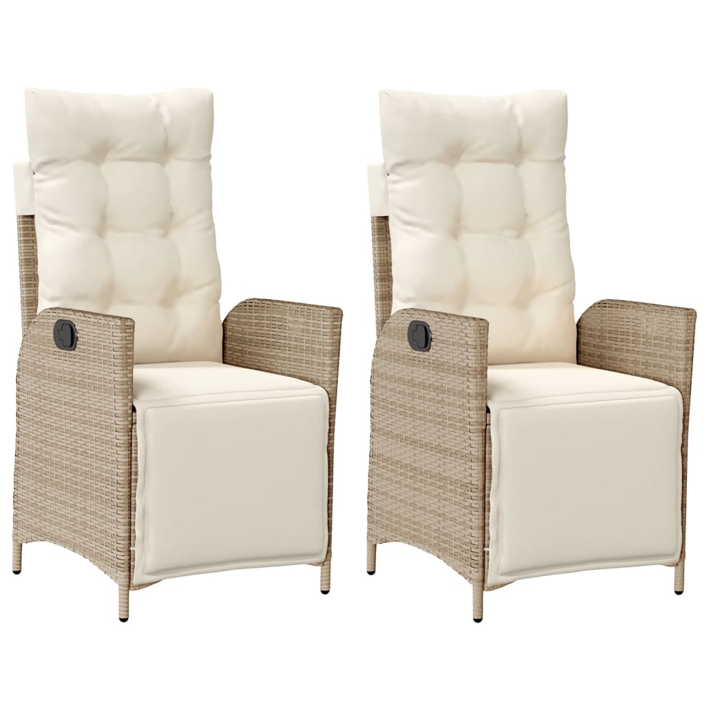 Reclining Garden Chair Set of 2 Beige