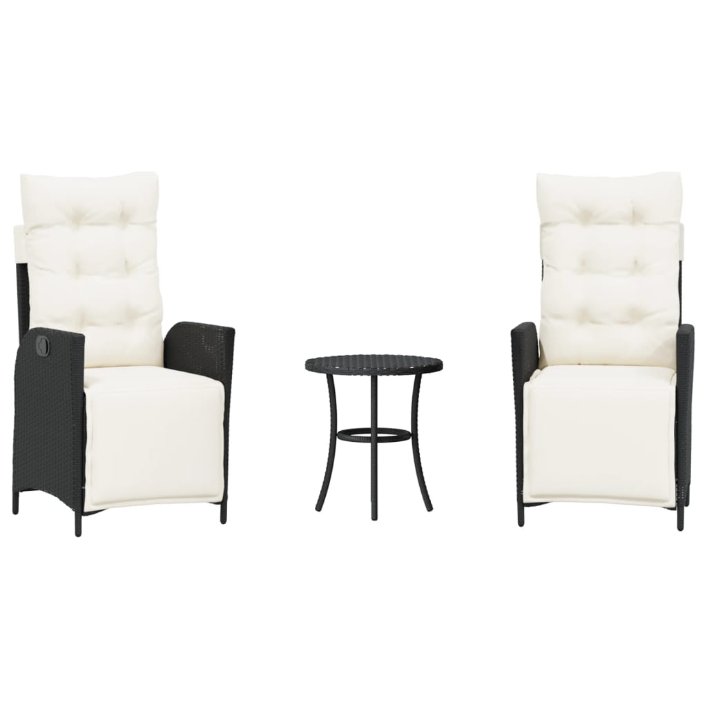 Bistro Set Black for furniture, Cream for cushions