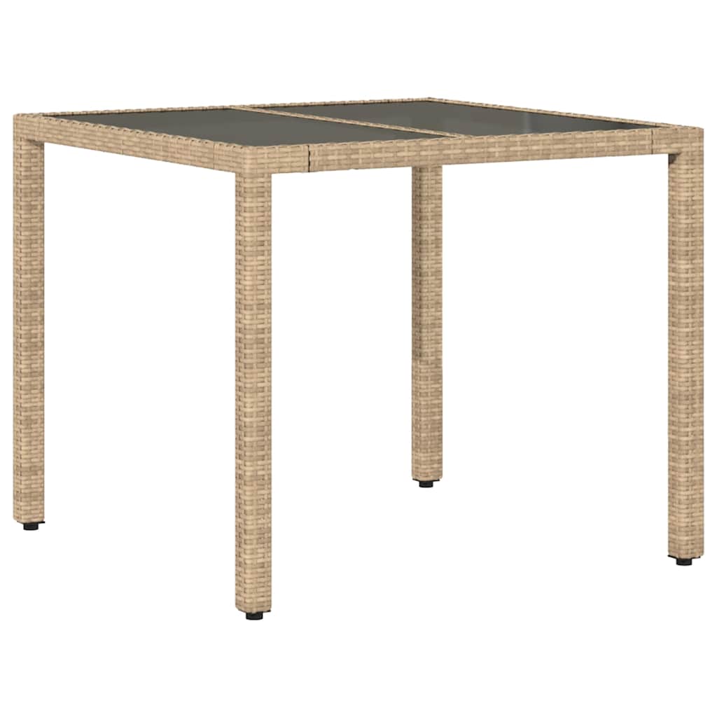 Garden Table Set of 4 Beige PE Rattan 35.4x35.4 in