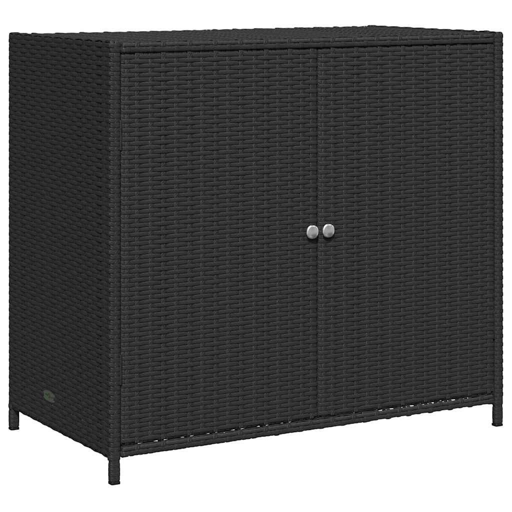 Garden Storage Cabinet Black PE Rattan Medium Durable
