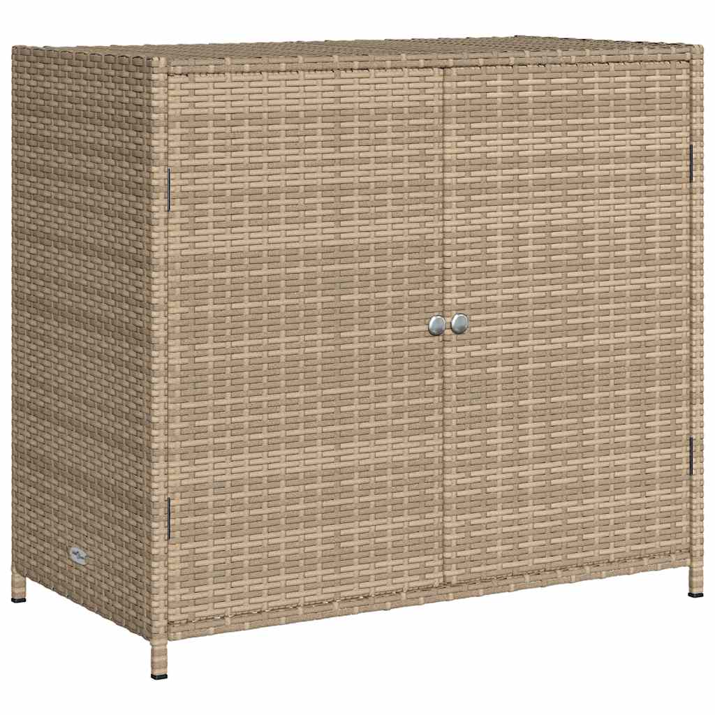 Garden Storage Cabinet Beige PE Rattan 32.7 in x 17.7 in x 29.9 in