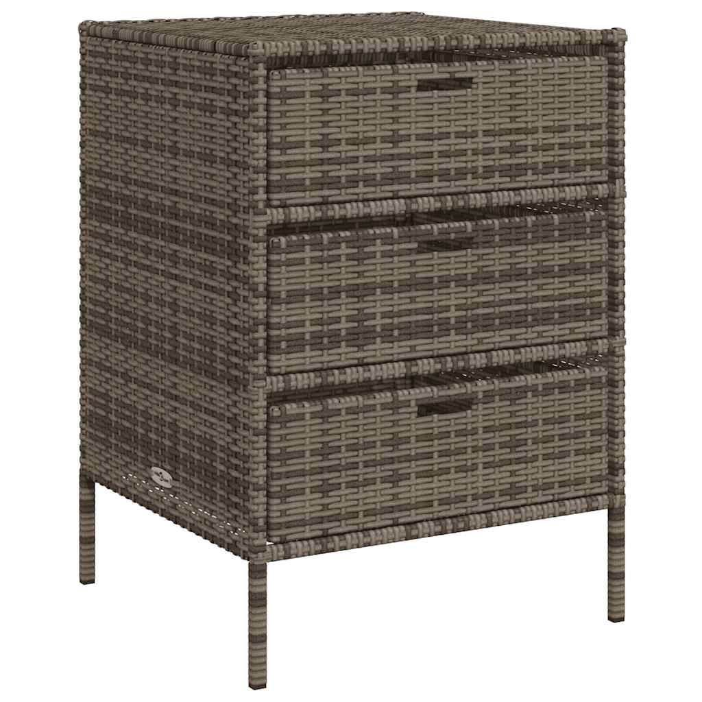 Garden Storage Cabinet Gray PE Rattan, Powder-Coated Steel Medium