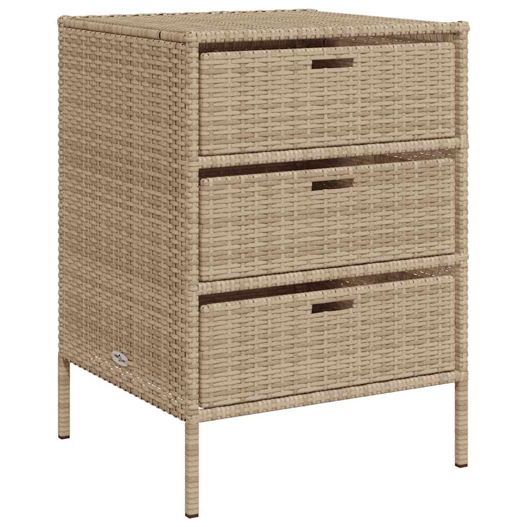 Garden Storage Cabinet Beige PE Rattan Medium