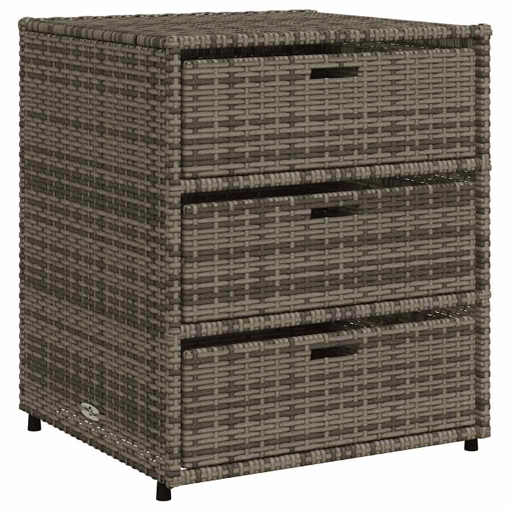 Garden Storage Cabinet Grey PE rattan, Powder-coated steel