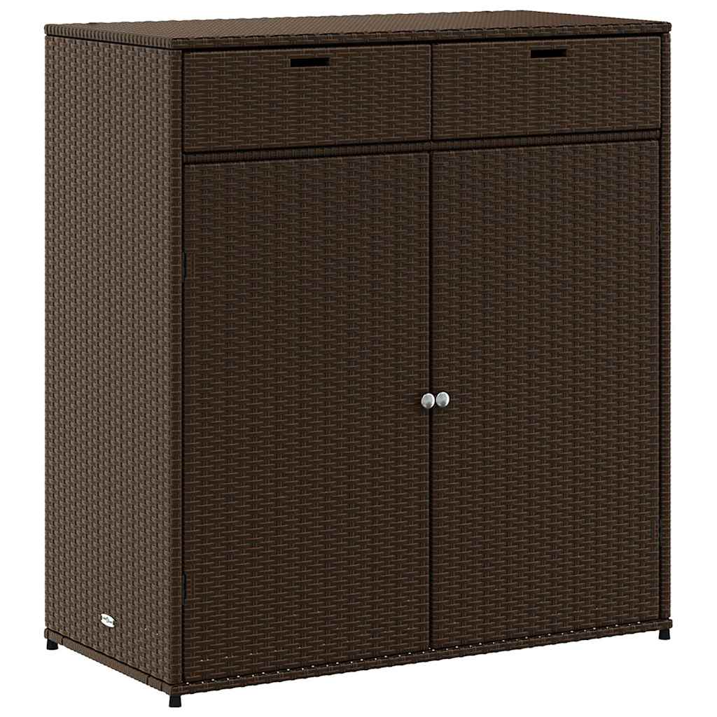 Garden Storage Cabinet Brown PE rattan Large