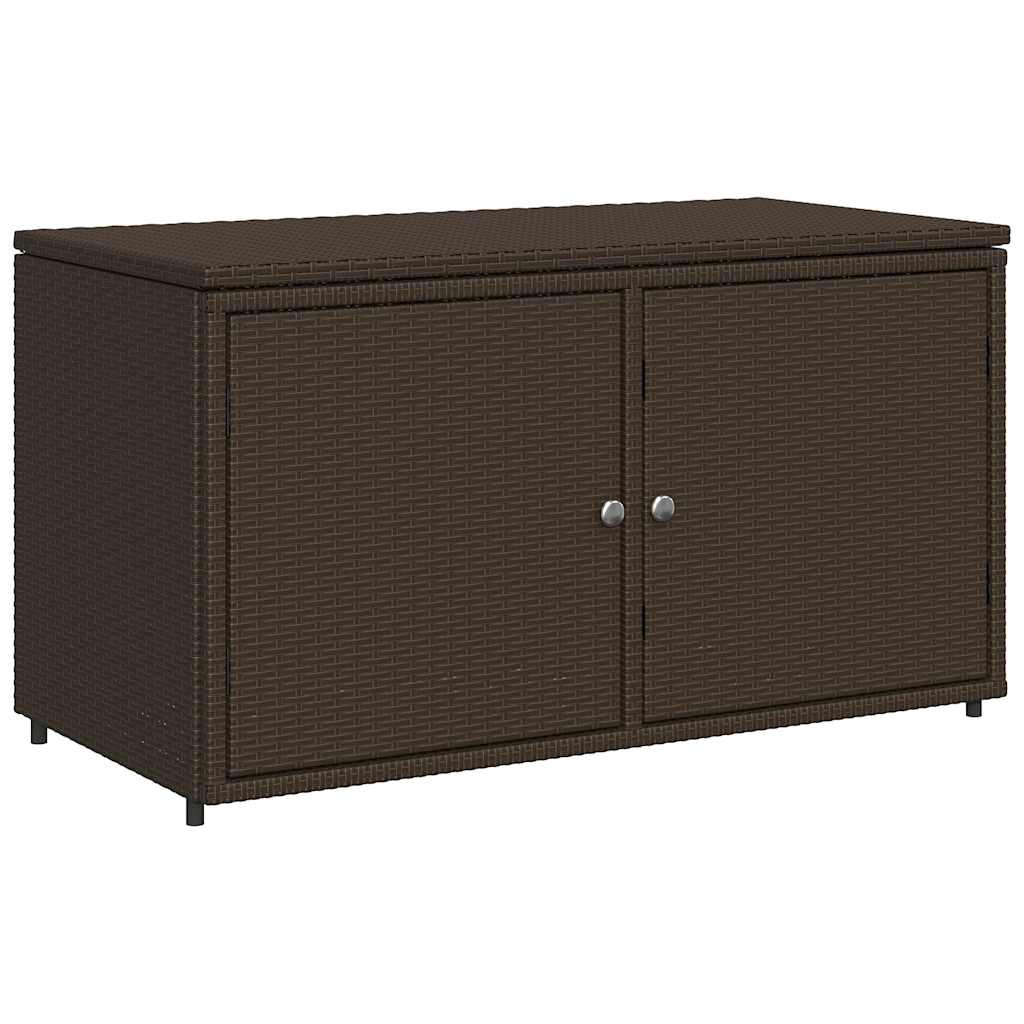 Garden Storage Cabinet Brown PE rattan, powder-coated steel Medium