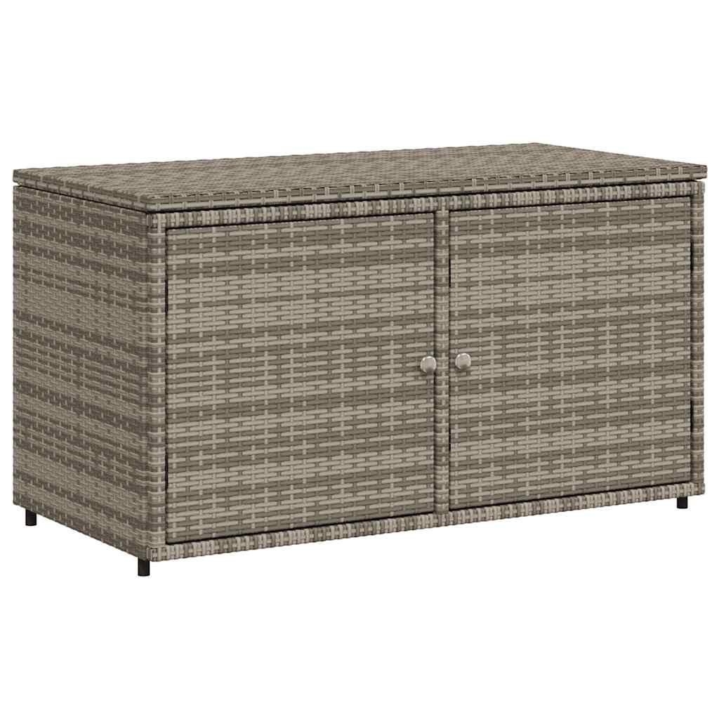 Garden Storage Cabinet Grey PE Rattan, Powder-Coated Steel Medium