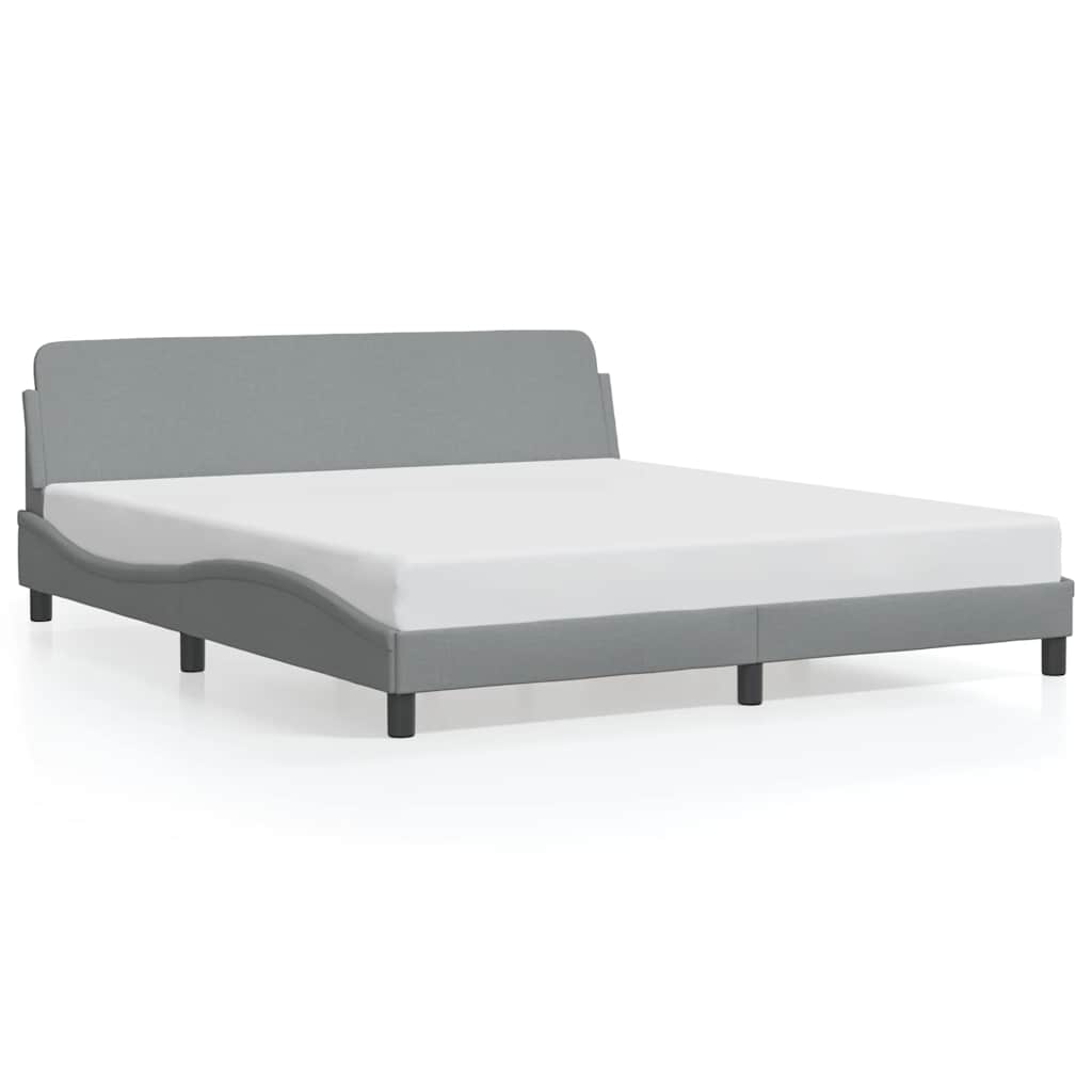 Bed Frame Light Grey Polyester, metal, solid pine wood, plywood