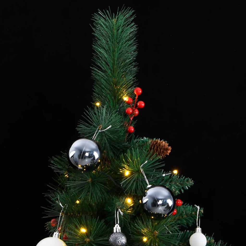Artificial Hinged Christmas Tree Green, White, Grey PVC, Metal