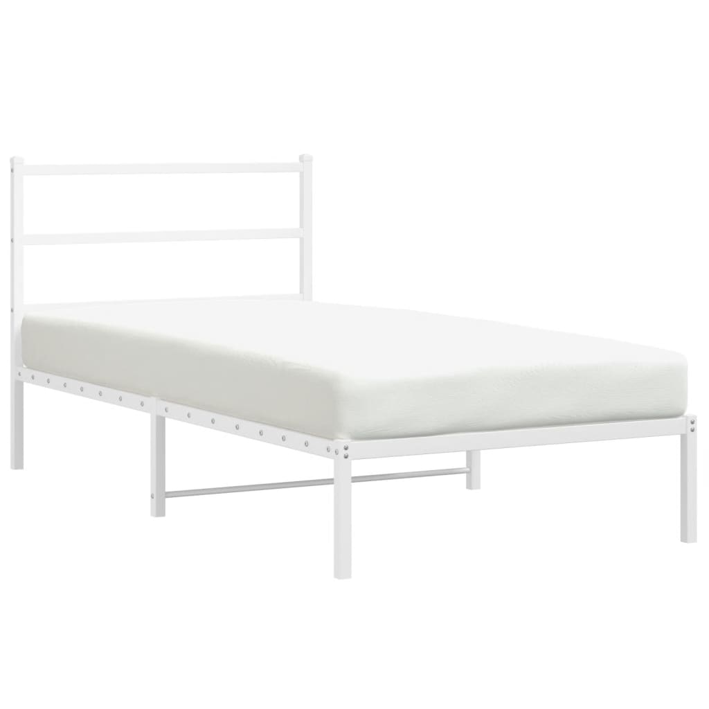 Bed Frame White Steel Twin Breathable Design Bed Frame
