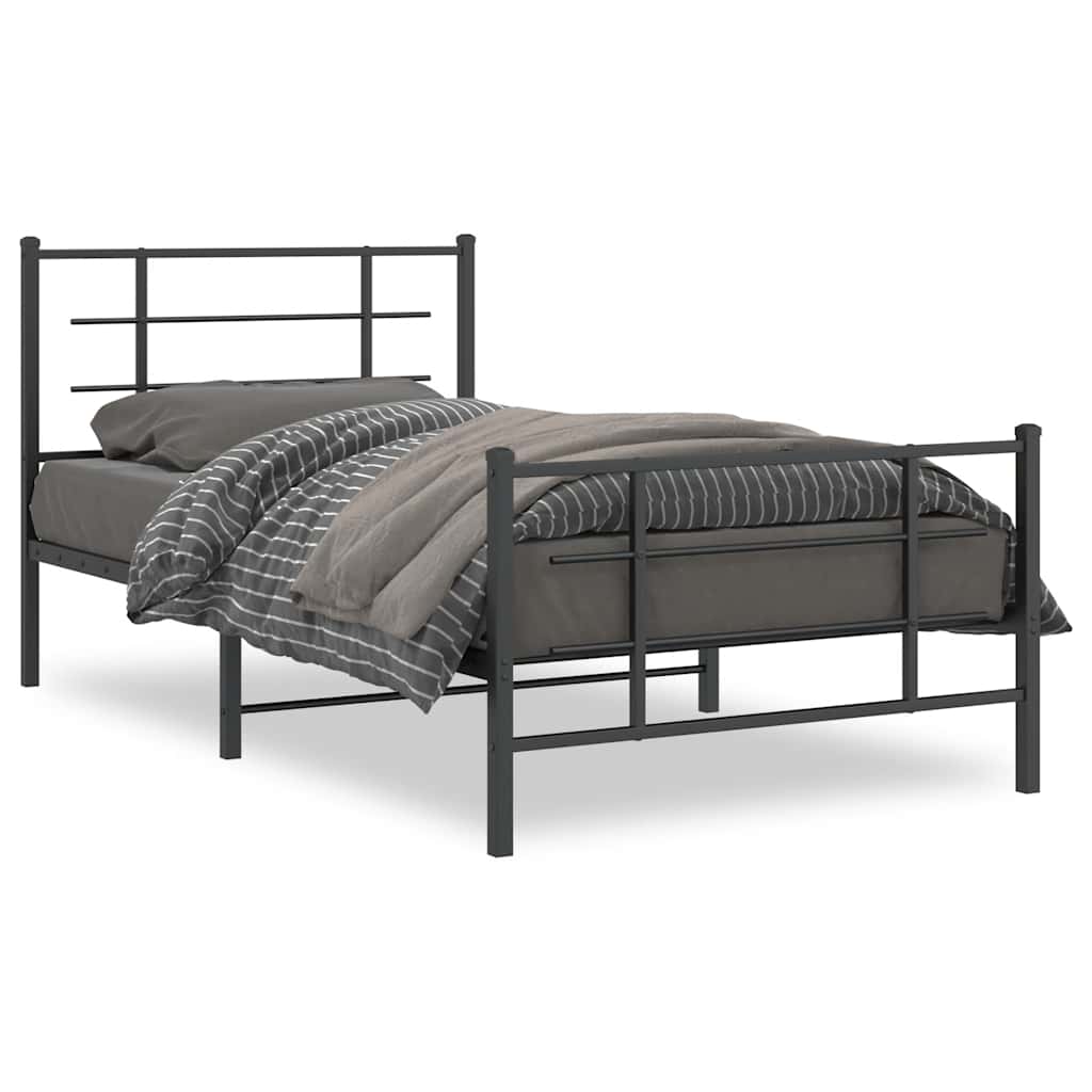 Bed Frame Black Powder-coated steel Twin Bed Frame Rectangular
