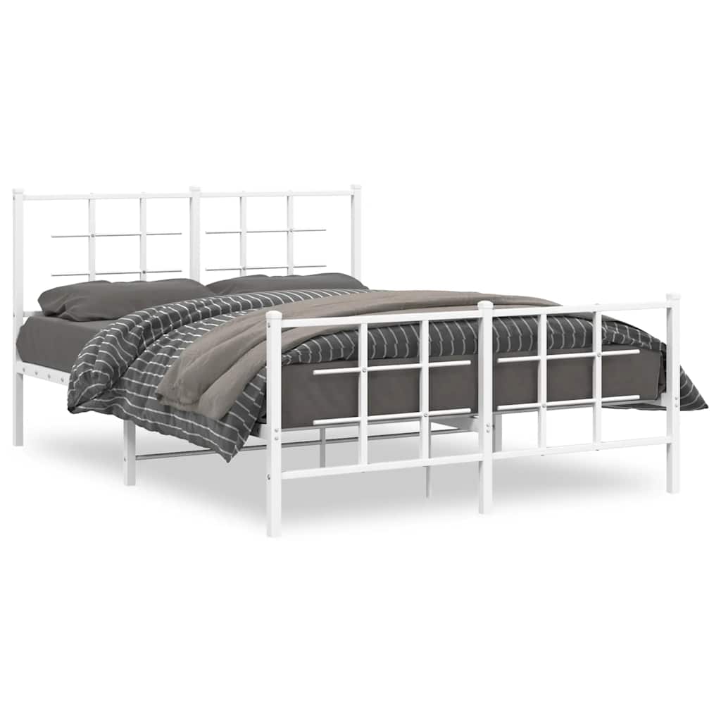 Bed Frame White Powder-coated steel Double Bed Frame