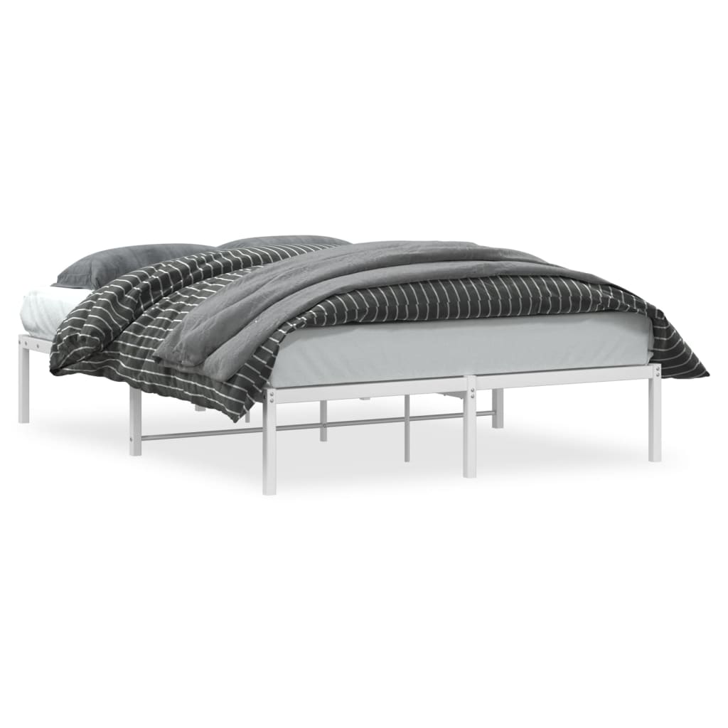 Bed Frame White Steel Full Bed Frame Rectangle Modern
