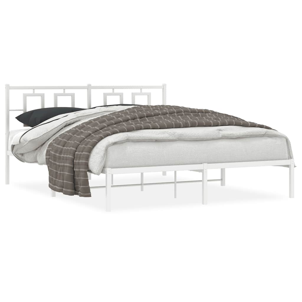 Bed Frame White Steel King Bed Frame Rectangular Modern
