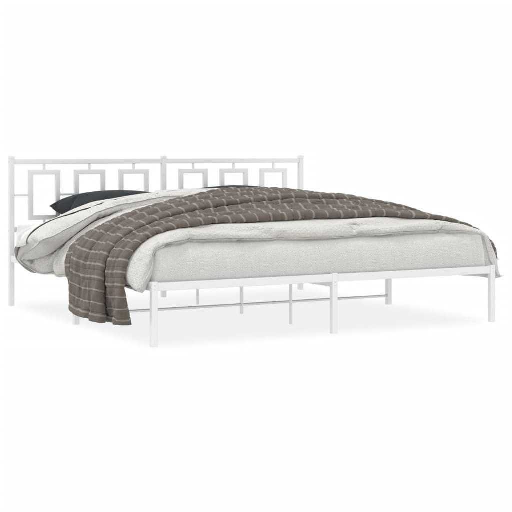 Bed Frame White Steel Full Bed Frame Rectangular Modern