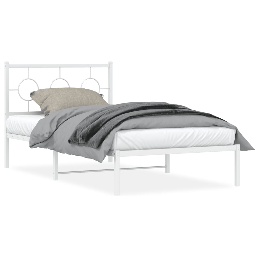 Bed Frame White Steel Twin Bed Frame Rectangular Industrial