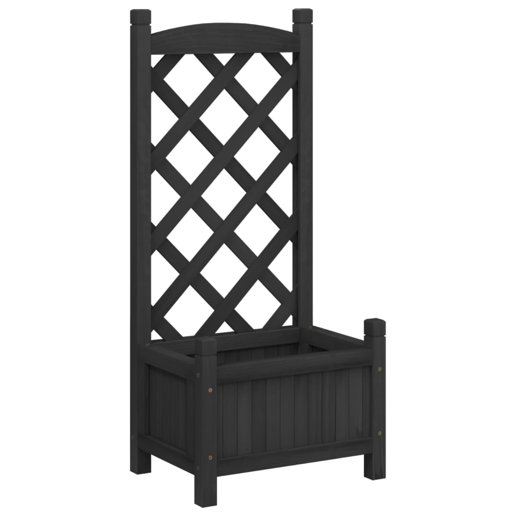 Planter Black Solid Fir Wood Medium Durable Planter