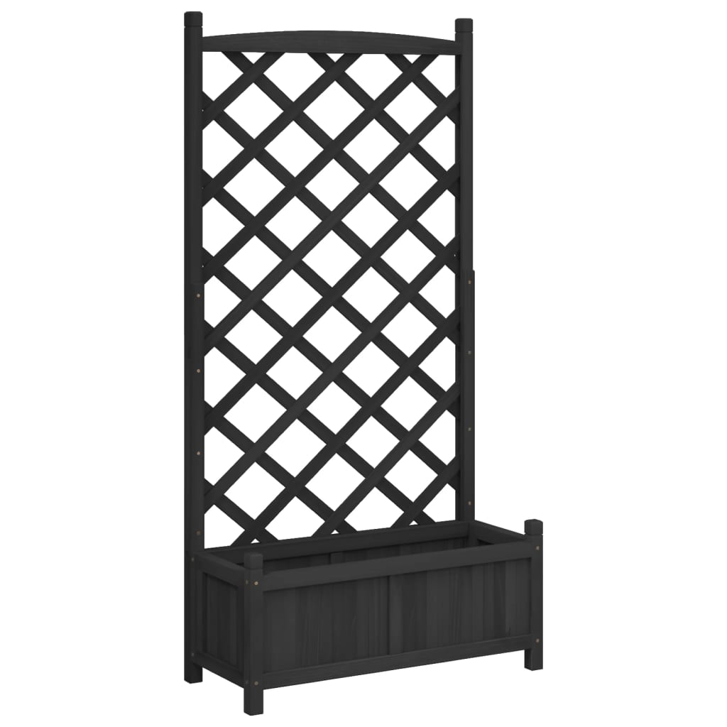 Planter Black Solid Fir Wood Medium Decorative Inlays Planter