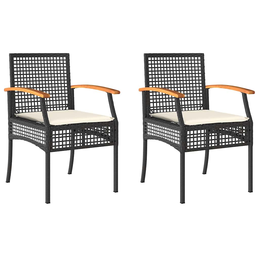 Garden Chair Set of 2 Black and brown
