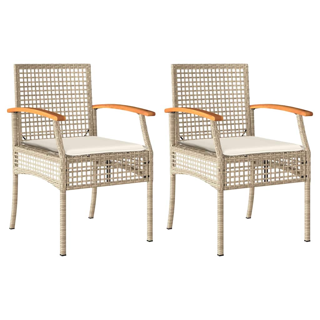 Garden Chair Set of 2 Beige and Brown PE rattan Medium