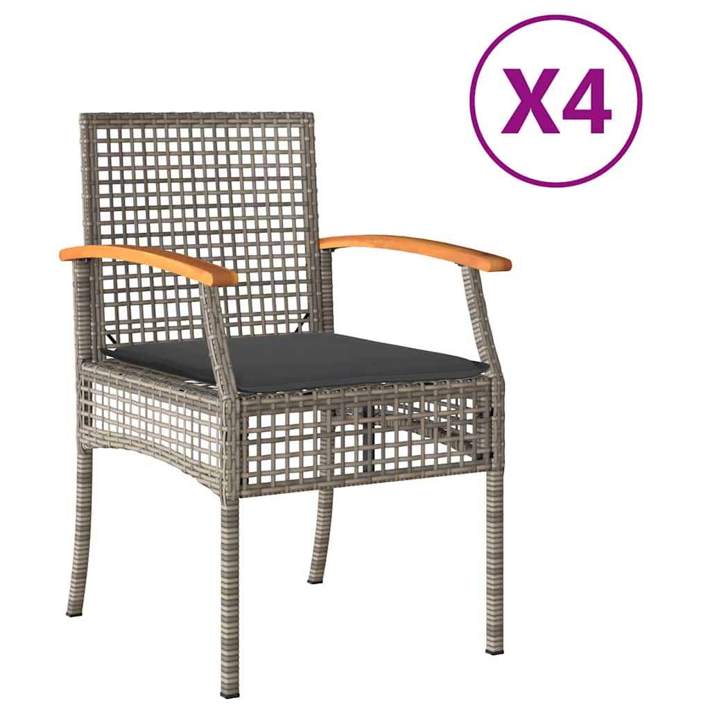 Garden Chair Set of 4 Grey and brown