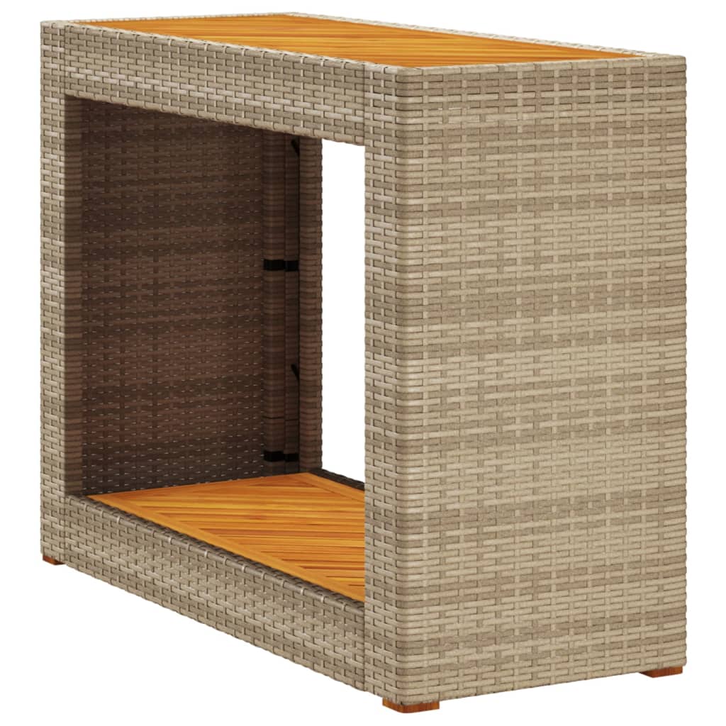 Garden Side Table Beige and brown PE rattan Small Durable