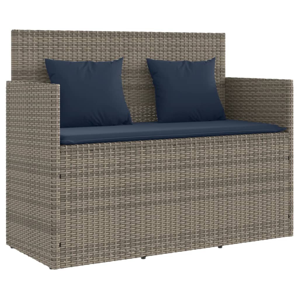 Garden Bench Gray PE rattan, Steel, Polyester Medium