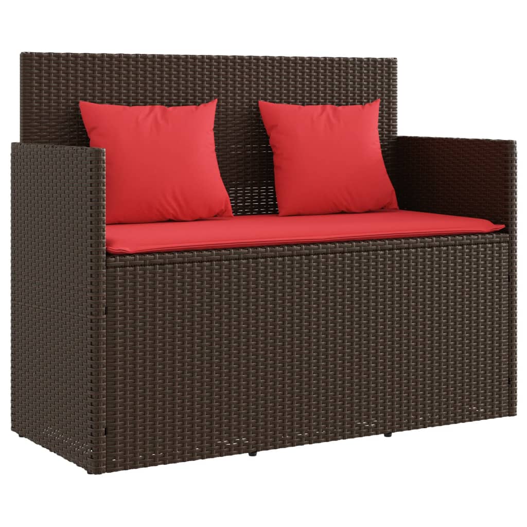Garden Bench Brown PE rattan Medium UV-resistant materials
