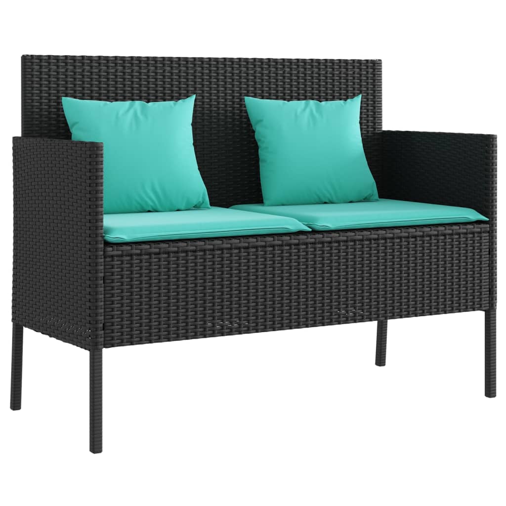 Garden Bench Black PE rattan, powder-coated steel Medium