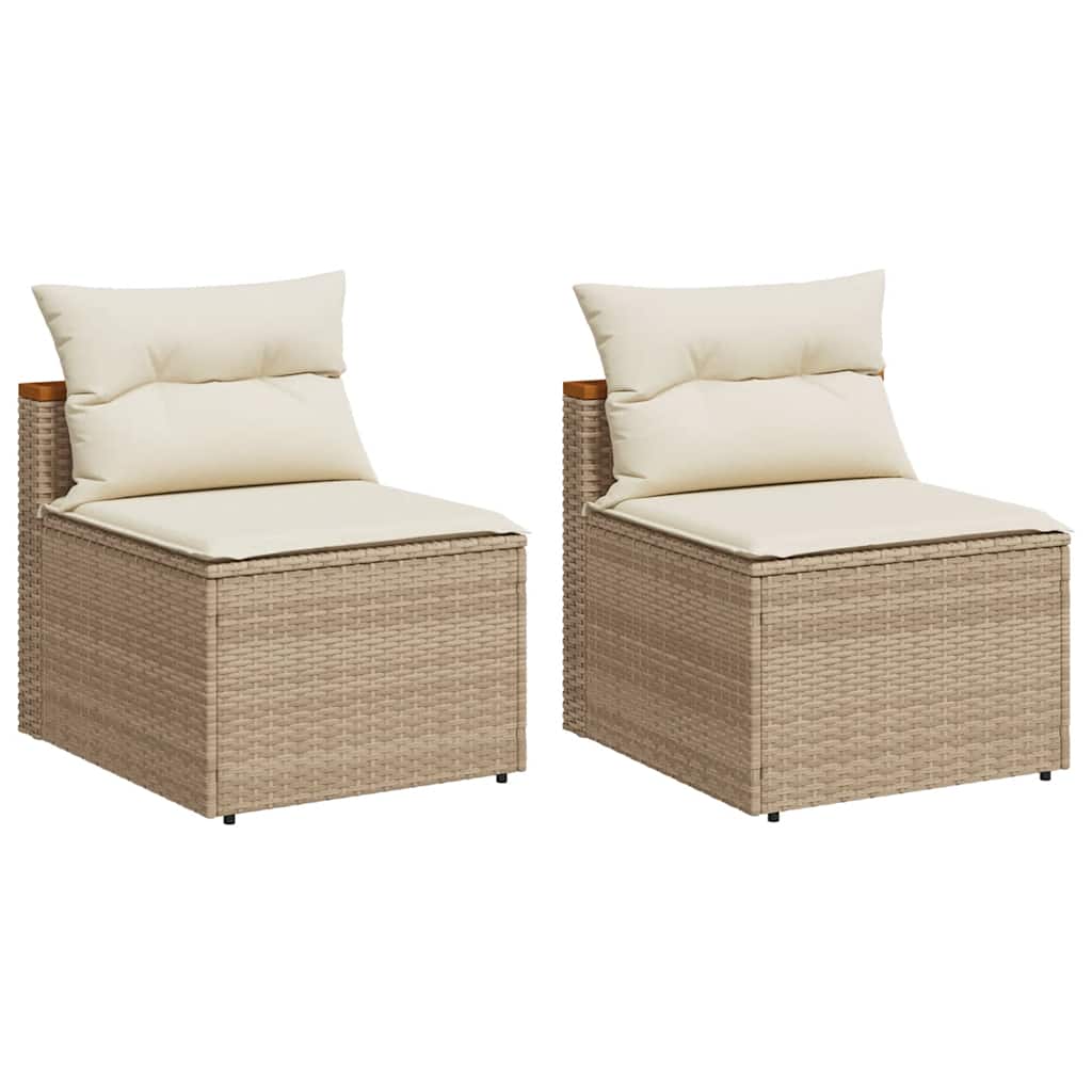 Garden Sofa Beige PE rattan Medium Modular Garden Sofa Square