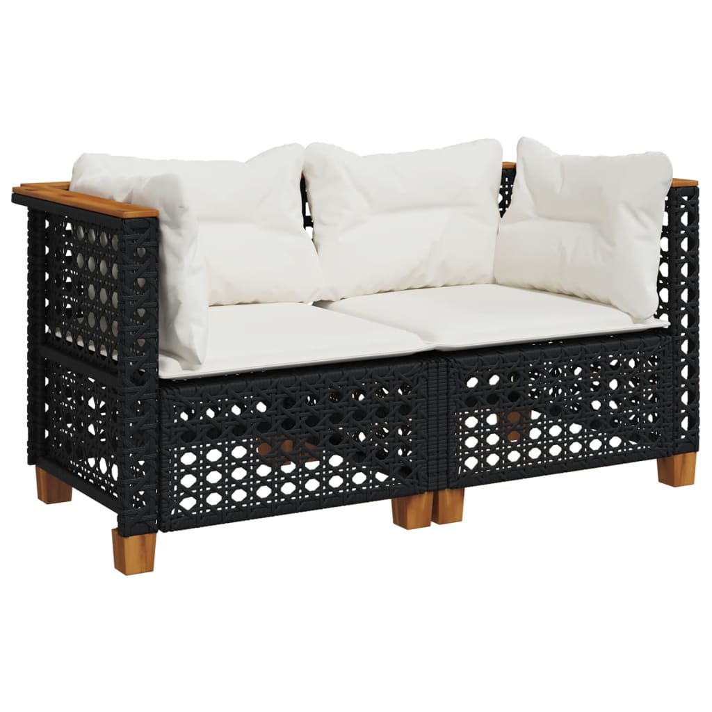 Garden Sofa Set of 2 Black PE rattan Medium Modular
