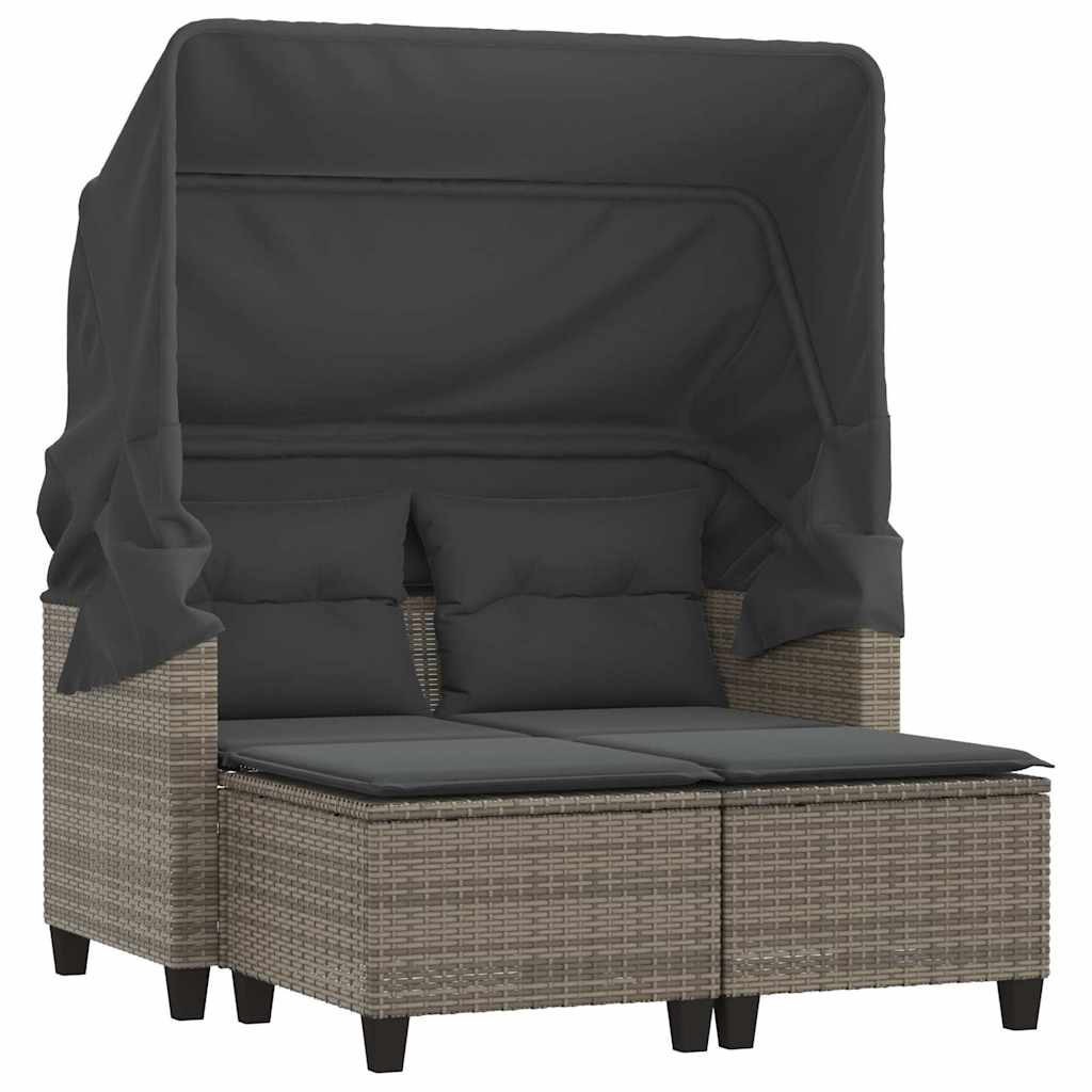 Garden Sofa Grey PE rattan, powder-coated steel 2-seater