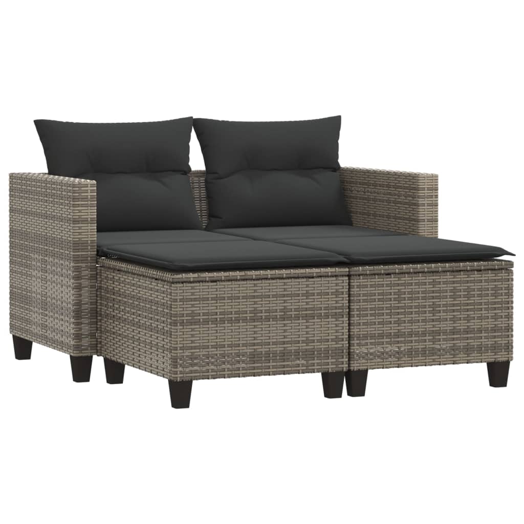 Garden Sofa Gray PE Rattan 2-Seater UV-resistant materials