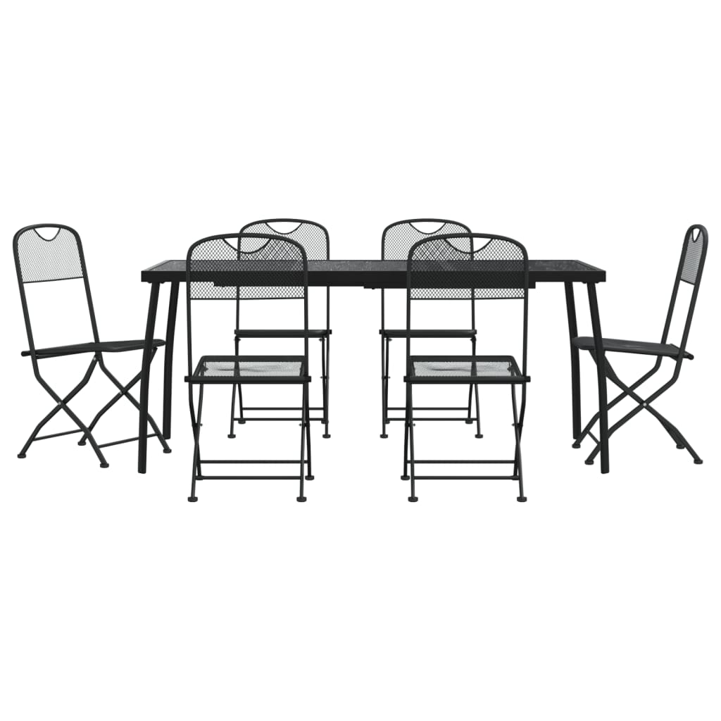 Garden Dining Set Anthracite Metal Mesh Foldable