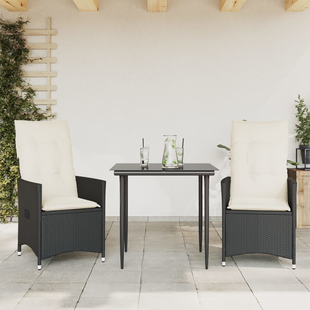 Reclining Garden Chair Set of 2 Black