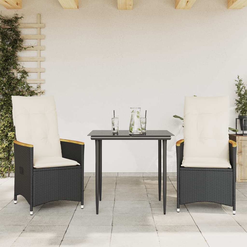 Reclining Garden Chair Set of 2 Black