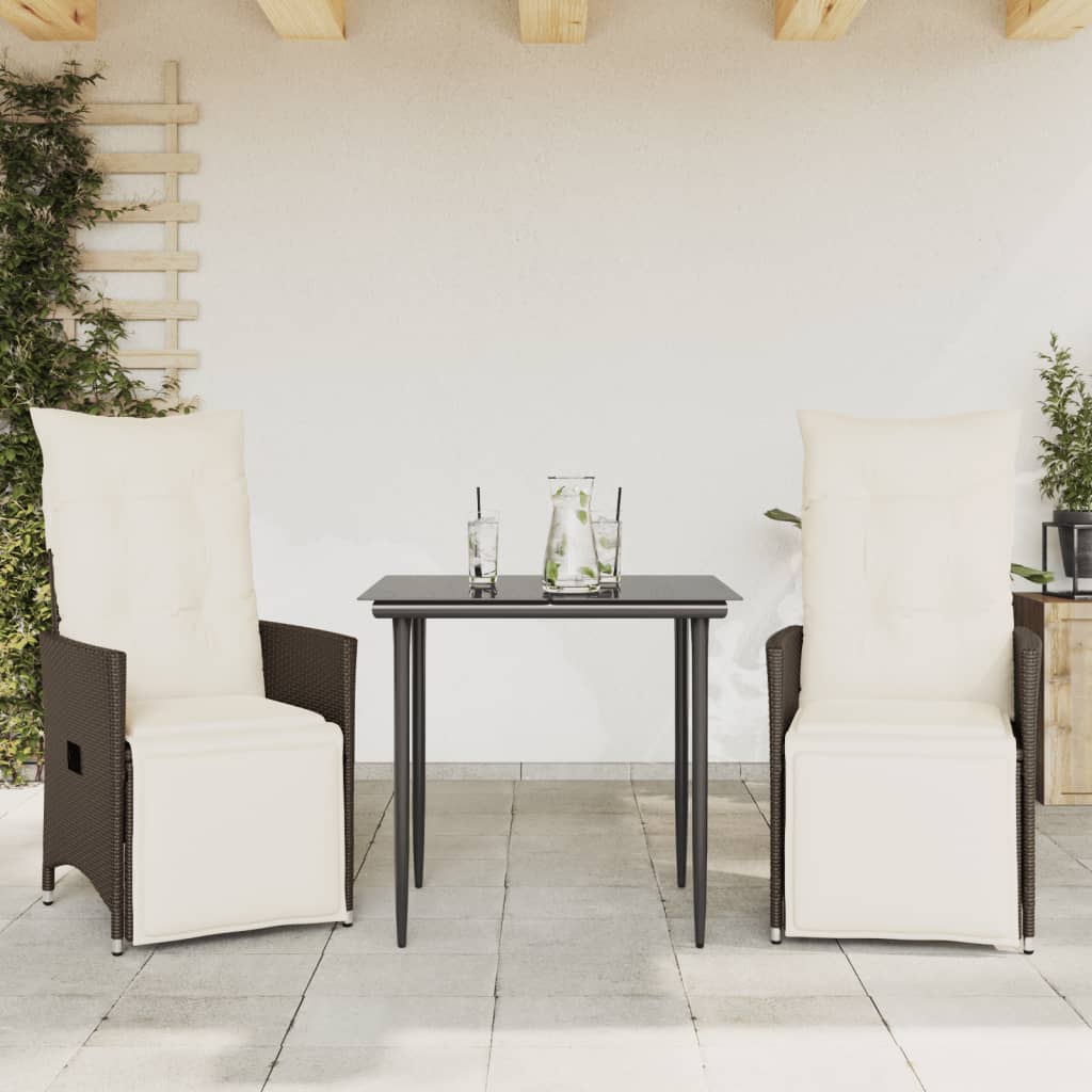 Reclining Garden Chair Set of 2 Brown, Cream White