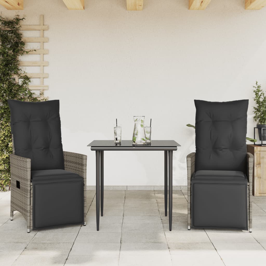 Reclining Garden Chair Set of 2 Grey, Dark Grey