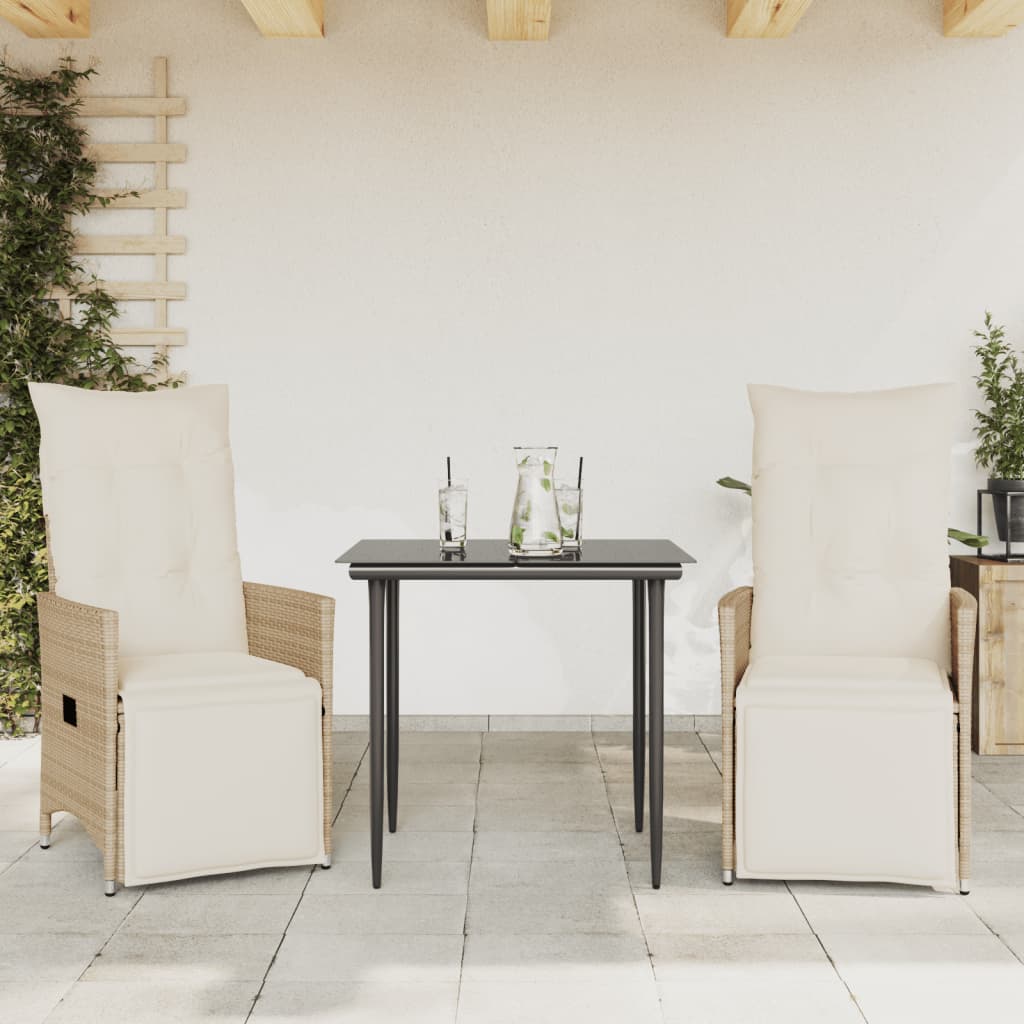 Reclining Garden Chair Set of 2 Beige