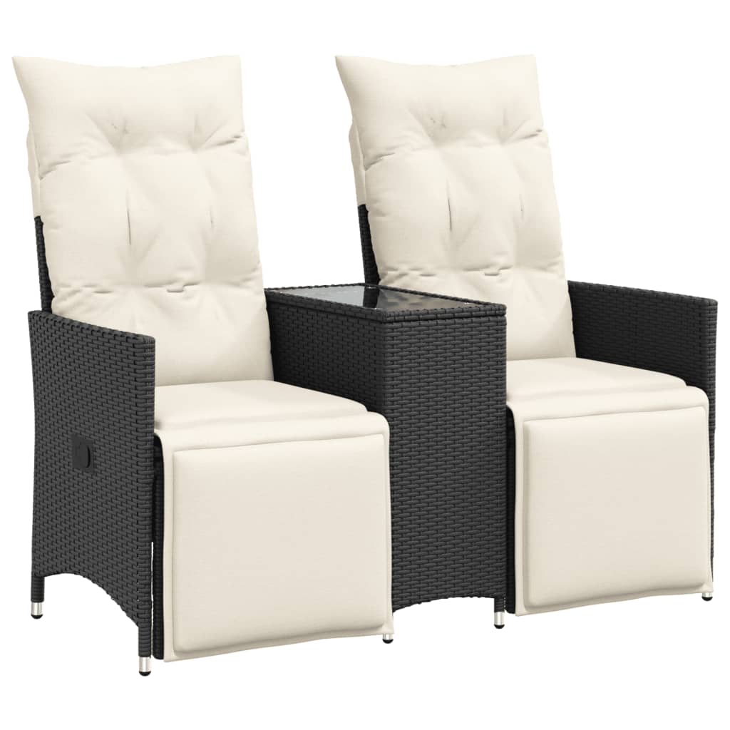 Reclining Garden Sofa Black, Cream White