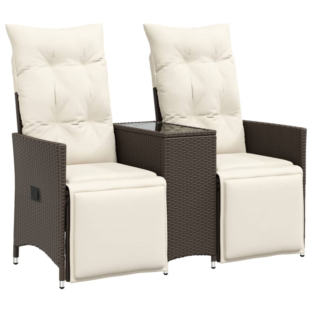 Reclining Garden Sofa Brown, Cream White