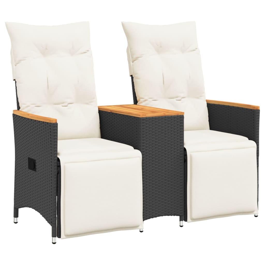 Reclining Garden Sofa Black, Cream White