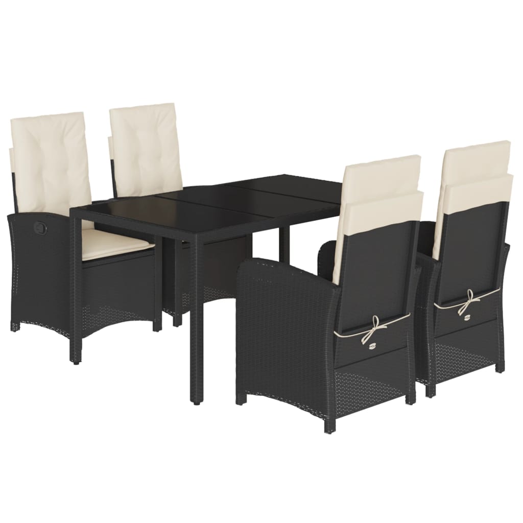 Patio Dining Set Set of 4 Black PE rattan Medium