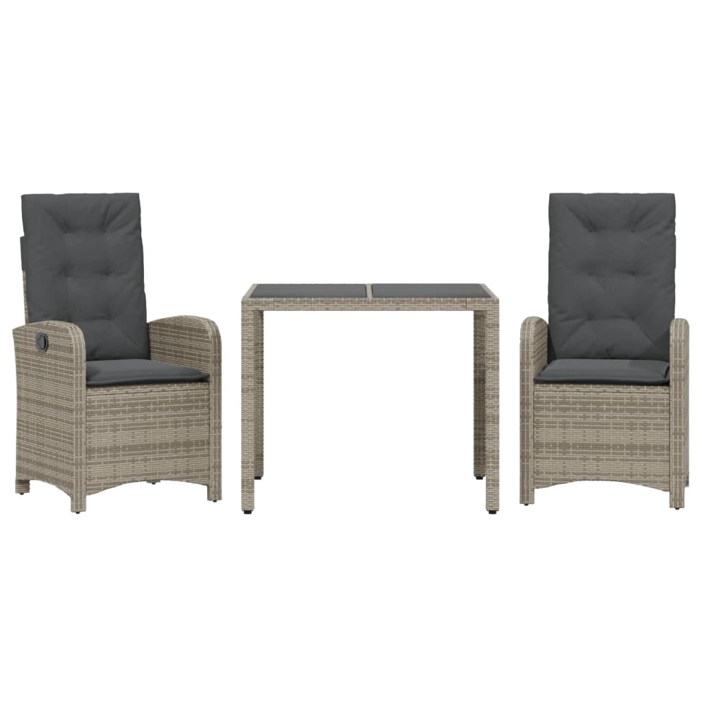 Garden Dining Set Grey Poly Rattan Standard Adjustable Armrests