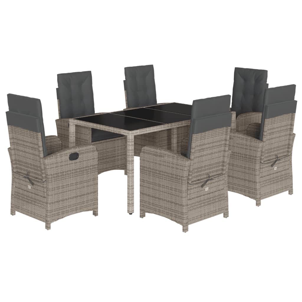 Garden Dining Set Grey, Dark grey (cushions)